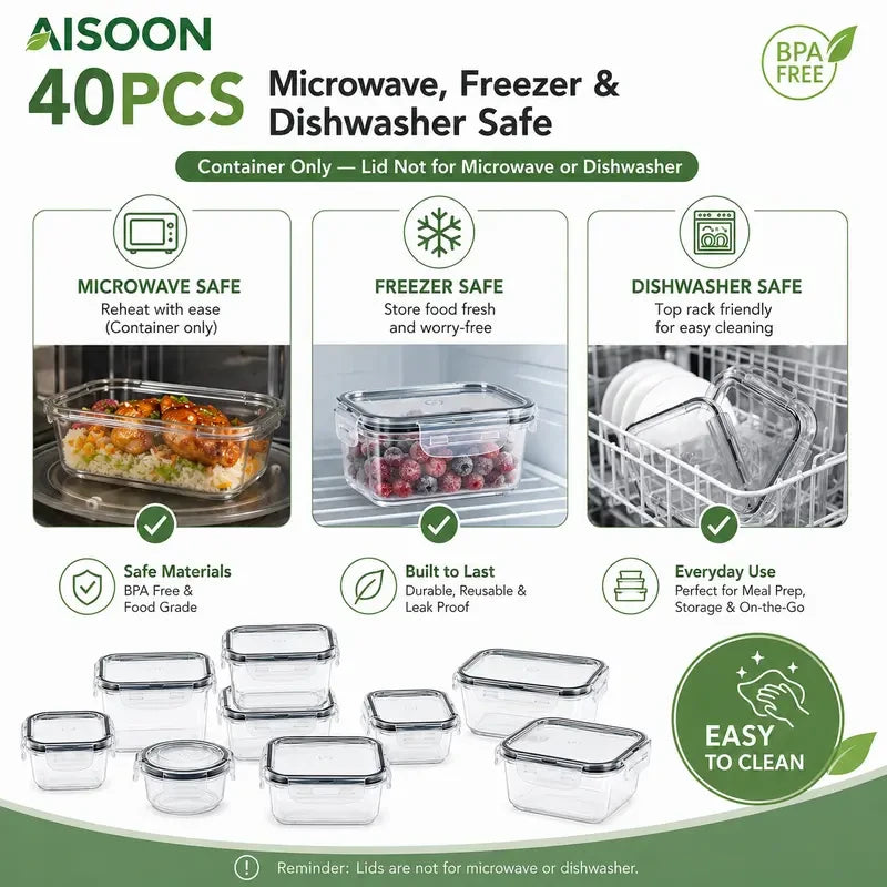Airtight Glass Food Storage Containers Set