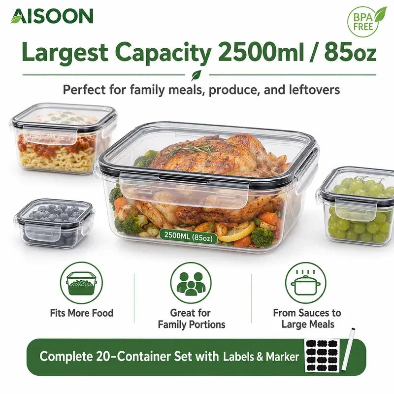 Airtight Glass Food Storage Containers Set
