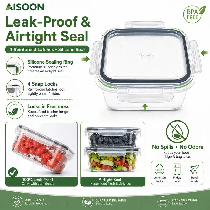 Airtight Glass Food Storage Containers Set