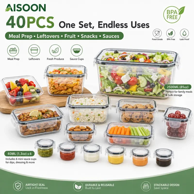 Airtight Glass Food Storage Containers Set